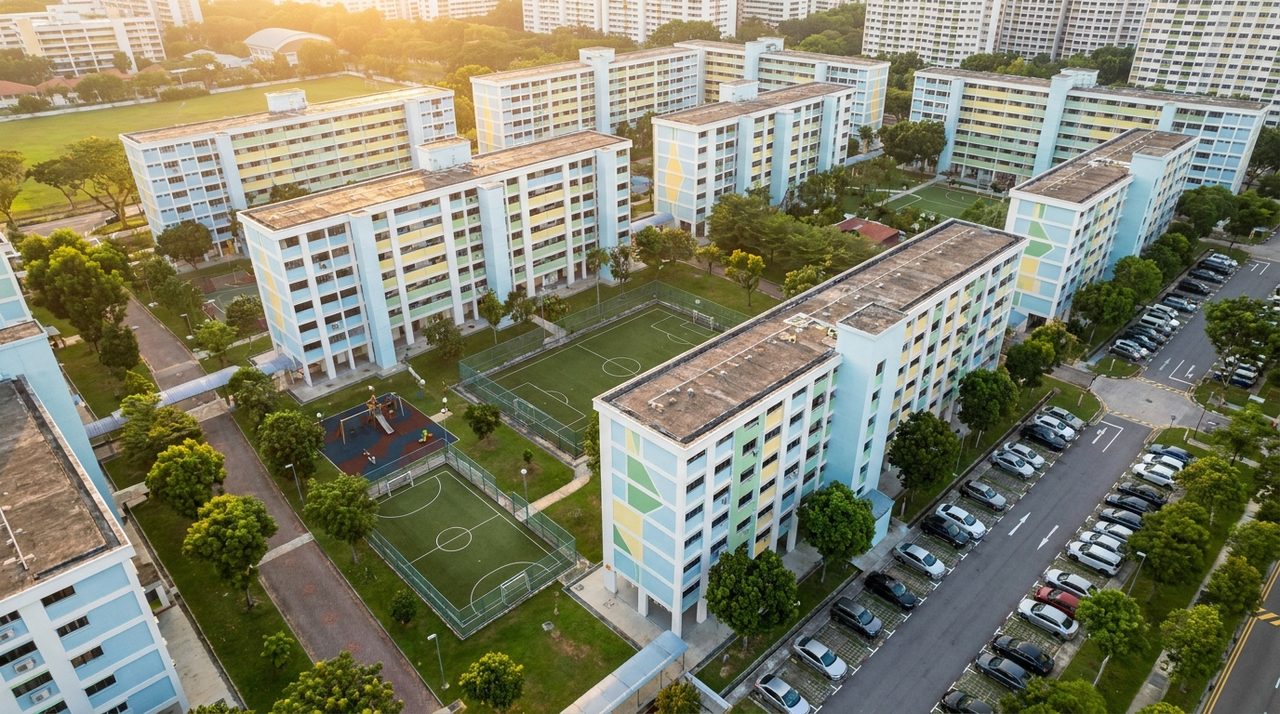 Aerial view of a Singapore HDB estate