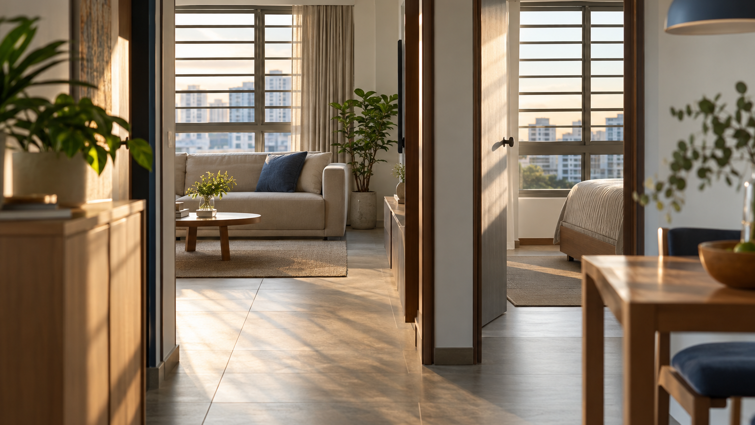 Illustrative Singapore interior scene for Bedok Four-Room Flat Reportedly Fetches a Record S$1.28 Million