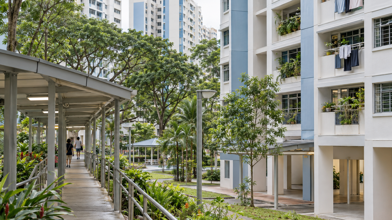Illustrative Singapore hdb scene for NUS survey: 82% expect no broad HDB resale price surge